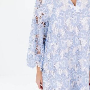 Maggie Floral Lace Split V-Neck Long Sleeve Shift Dress, Small